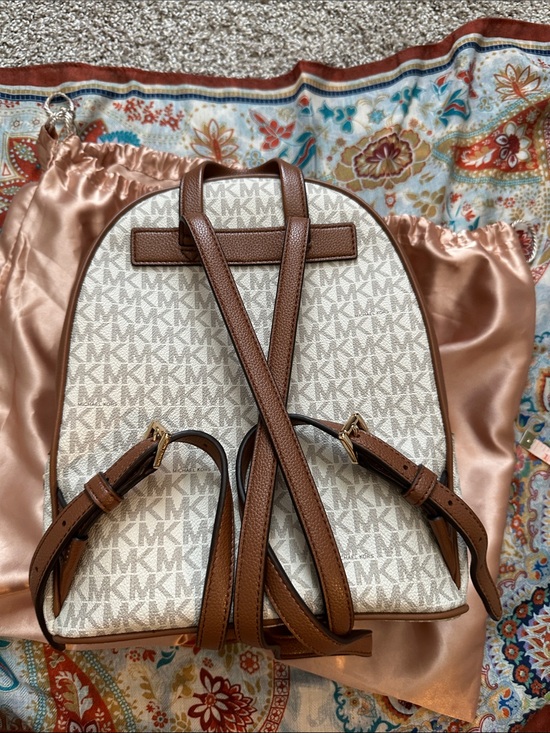 Michael Kors Beige & Brown MK Monogram Backpack main image 4